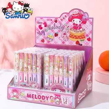 72 шт./компл. Коробка Sanrio Мультяшная ручка Hello Kitty Cinnamoroll Ручка Для начинающих, Сменный Чернильный Картридж, Канцелярские принадлежности Оптом