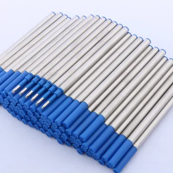 100 шт. качественная синяя ручка-роллер из нержавеющей стали со стандартными чернилами для заправки ручек