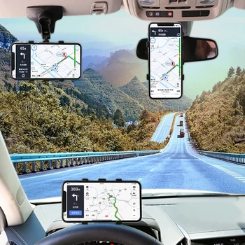 3 в 1 HUD Приборная панель, автомобильный держатель для телефона, мобильные подставки на 360 градусов, Зеркало заднего вида, Солнцезащитный козырек В автомобиле, поддержка кронштейна GPS-навигации