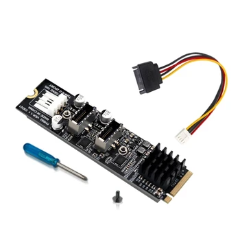 M2 M-key NVME PCIE к 2-портовой плате расширения USB3 10G ASM3142 Высокопроизводительный адаптер для микросхем с радиатором