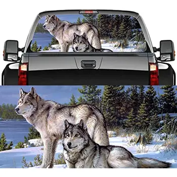 Наклейка на заднее стекло Грузовика CUSENA, Графическая наклейка на окно автомобиля Arctic Wolf, Перфорированная виниловая наклейка на заднее стекло для грузовика SUV Va