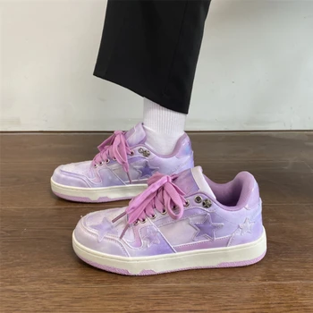 SHANPA/Фиолетовые 2023, Роскошные Дизайнерские кроссовки для женщин, Повседневная обувь на плоской платформе с низким берцем, Удобная Корейская Модная Обувь, Новинка