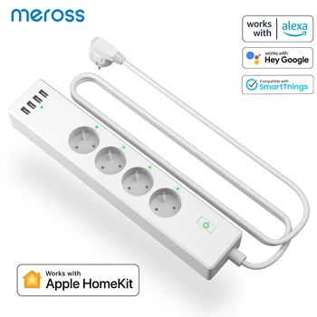 Meross Умный сетевой фильтр WiFi Power Strip FR/EU Розетка с поддержкой USB с Homekit Alexa Google Assistant и Smarthings