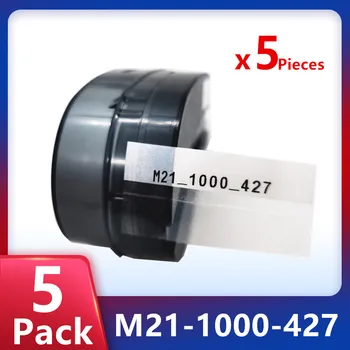5 Упаковок Самоклеящейся виниловой ленты для этикеток, Совместимой с Лентой M21-1000-427, Ленты для этикетирования Черно-белой пленки, работающие с портативным принтером