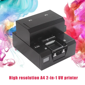 Полноавтоматический УФ-принтер A4 с УФ-светодиодным планшетным принтером для бутылок с УФ-чернилами объемом 1250 мл, набор для печати на корпусе телефона, цилиндре, дереве, стекле