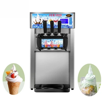 Коммерческая Машина для Производства Мороженого с тремя Вкусами PBOBP Настольная Маленькая Трехцветная Машина Для Производства Мягкого Мороженого