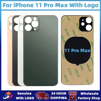 Для iPhone 11 Pro Max Задняя стеклянная панель, крышка батарейного отсека, Запасные части Высокого качества С логотипом, задний корпус, Стекло камеры с большим отверстием