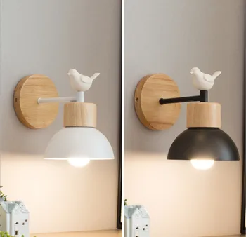 Скандинавский настенный светильник LED, креативный современный минималистичный коридор, спальня, гостиная, коридор из массива дерева, детская прикроватная лампа