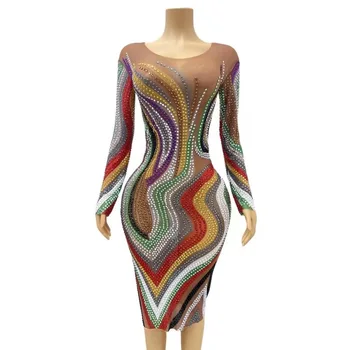 Европейская и американская мода CololHandmade Перспективная модель с водяным бриллиантом Вечернее платье с Длинной Юбкой