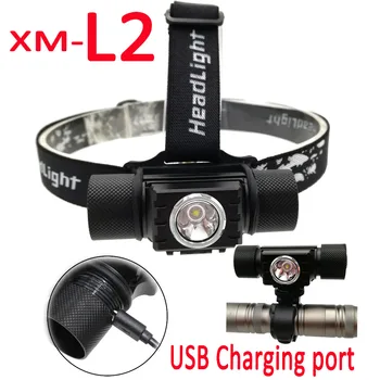 2 в 1 USB Перезаряжаемый светодиодный Налобный фонарь XM-L2, Передняя Велосипедная Лампа, Велосипедный Фонарь, 4 Режима, Головной Фонарь, Велосипедные Лампы Для Верховой Езды