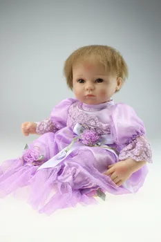 Новая Оптовая продажа, Детская сорочка в стиле принцессы Реборн, Фиолетовая юбка, Импортная мохеровая живая кукла, игрушки для малышей или подарок