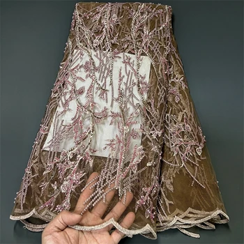 Французская Парчовая кружевная ткань, Африканская вышивка, Жаккардовая ткань для свадьбы, высокое качество, 2022, ZJ021