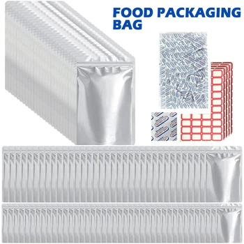 Новые 100 Упаковочные Майларовые пакеты для Хранения продуктов питания со 100шт Поглотителями кислорода 500CC и 120шт наклейками-этикетками из Майлара с возможностью Повторного использования