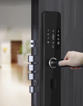 2022 НОВЫЙ Черный Электронный Умный Дверной замок С биометрическим отпечатком пальца/IC-картой/паролем/Разблокировкой ключа/USB аварийной зарядкой