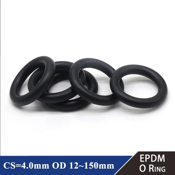 10/50 шт. уплотнительные кольца из EPDM CS 4 мм, OD 12 ~ 150 мм, Устойчивость к кислотам и щелочам, водонепроницаемость, сопротивление трению, уплотнительное кольцо черного цвета