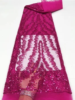 Роскошное Кружево ручной работы из бисера с блестками, Африканская кружевная ткань 2022, Высококачественное Нигерийское сетчатое кружево для платья