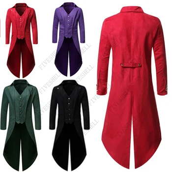 2023 Мужское пальто в готическом стиле стимпанк, ретро мужское платье с ласточкиным хвостом, Средневековый Костюм для косплея на Хэллоуин, Сценический банкетный мужской костюм