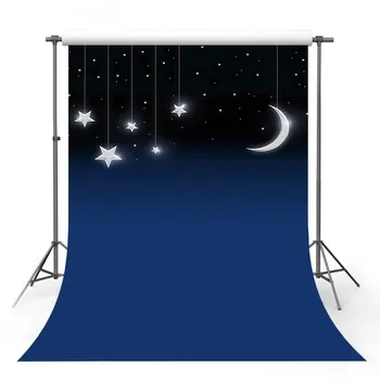 Ночное звездное небо фотографии фонов Звезды луна детская фотостудия фон ткань Пользовательские фотографические фоны