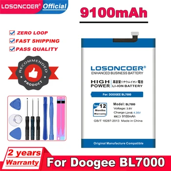 LOSONCOER BL7000 Аккумулятор емкостью 9100 мАч для аккумуляторов мобильных телефонов DOOGEE BL7000 Бесплатные инструменты