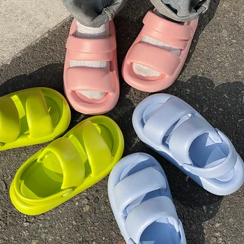 Женские Повседневные Летние шлепанцы на толстой облачной мягкой подошве Eva, Уличные тапочки, дышащие женские сандалии на платформе, удобная обувь