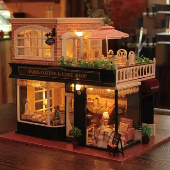Миниатюрный кукольный домик из дерева своими руками, магазин, Креативный мини-набор для дома, для взрослых и подростков