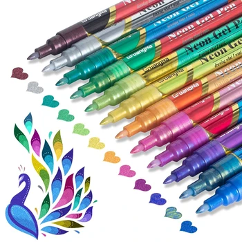Haile 18 Цветных Гелевых ручек 0,7 мм, маркеры с металлическим блеском, Цветная ручка для рисования Эскизов, Пастельный неоновый маркер Для альбомов для Скрапбукинга, камни