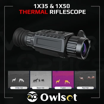 Owlset 1x35 и 1x50 мм Тепловизионный прицел 3-В-1: Оптический прицел/монокуляр + клипса с OLED-дисплеем, Встроенный накопитель 64G IP67