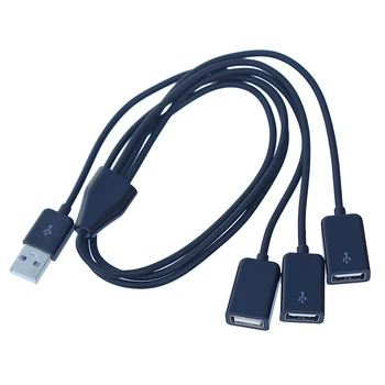 1 м USB2.0 A от 1 мужчины до 3 портов USB Женский Адаптер питания Y Разветвитель Зарядный кабель
