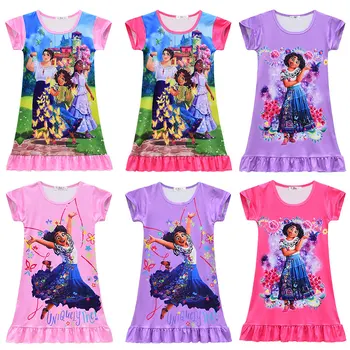 2022 Новое Очаровательное платье-пижама для девочек, Анимационный костюм Encanto Mirabell, платье Принцессы для девочек, Карнавальные платья для косплея для девочек