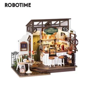 Robotime Rolife № 17 Кафе DIY Кукольный Домик Миниатюрный Мини Кукольный Дом Ручной работы Деревянный Комплект Игрушек 3D Деревянные Пластиковые Головоломки для Детей