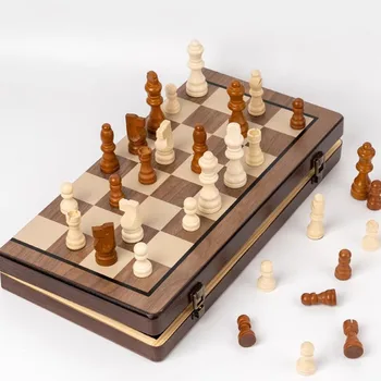 Роскошный семейный шахматный набор, Деревянный магнитный дизайн для путешествий, Маленькая классическая настольная игра, мини-вдохновитель, домашние семейные игры Xadrez Jogo