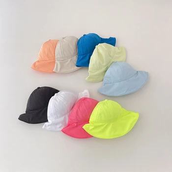 Летние детские солнцезащитные шапочки, детская цветная быстросохнущая шляпа-ведро с регулируемой защитой от ультрафиолета, Пляжная шляпа для девочек и мальчиков, Рыбацкая кепка