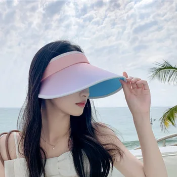 Новая Летняя Солнцезащитная шляпа для женщин, путешествующих с Постепенным изменением цвета, Открытый Пляжный Пустой цилиндр, Складная Регулируемая Устойчивая к ультрафиолетовому Излучению шляпа в виде ракушки