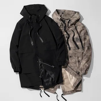 Новая мужская куртка, пальто, Свободный повседневный камуфляжный тренч, модное пальто средней длины High Street 2021, весна и осень