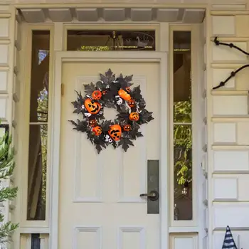 Венок на Хэллоуин для входной двери, Осенний Тыквенный венок для внутреннего окна дома