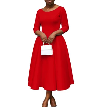 2023 Полиэстеровые Африканские Платья для Женщин, Летнее Элегантное Африканское Женское Платье Длиной до колена с Длинным рукавом, Африканская Одежда в стиле Дашики
