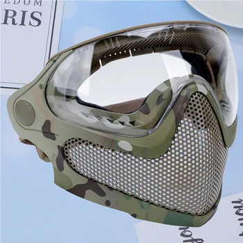 1 шт. двухрежимная боевая маска для игры на открытом воздухе, защитная маска из нержавеющей стали для мужчин и женщин (камуфляж)