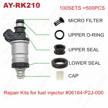 100 комплектов комплектов для ремонта топливных форсунок 06164-P2J-000 06164-P2A-000 для автомобильных микрофильтров Honda, резиновых прокладок и уплотнений для AY-RK210