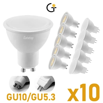 10 шт./лот Gatetop Светодиодный Прожектор AC220V GU10 GU5.3 Лампа MR16 3 Вт-8 Вт Точечная Осветительная Лампа Для внутреннего Освещения Украшения дома Bombillas