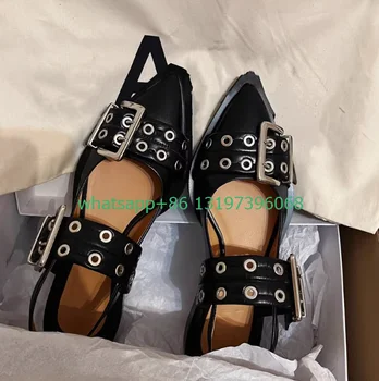 Женская обувь на плоской подошве с металлической пряжкой в готическом стиле, с острым носком в стиле рок-панк, новое поступление, кроссовки, готическая черная обувь Mary Janes, размер 40