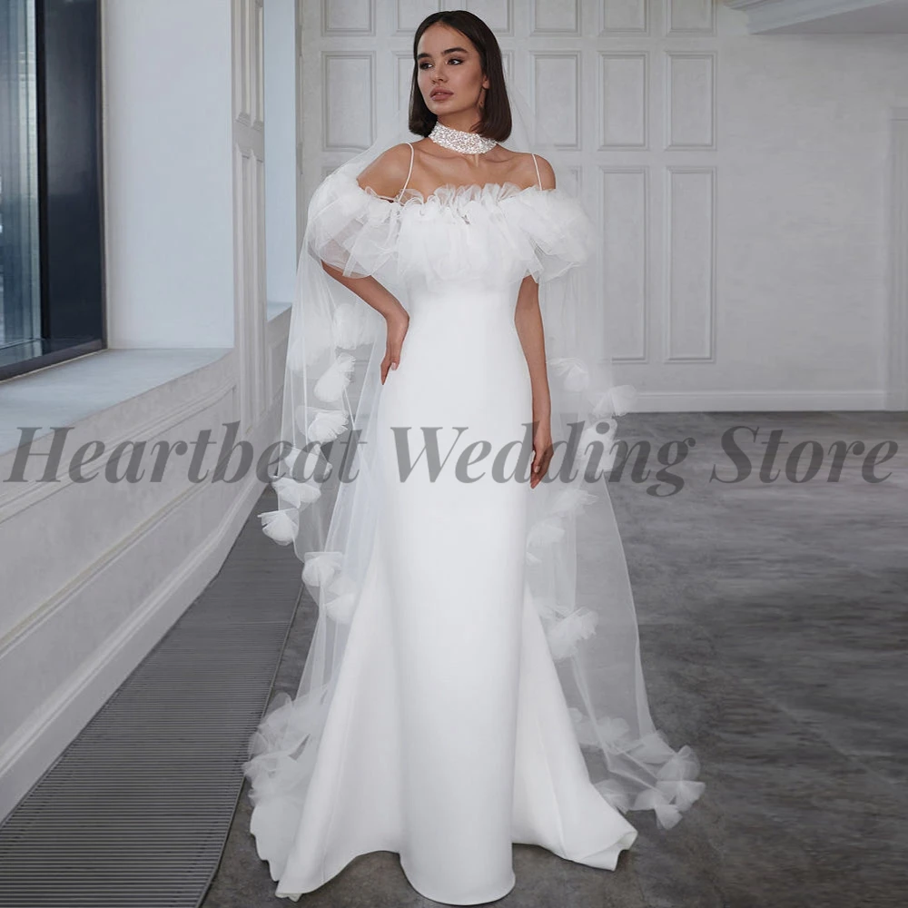 Простое Свадебное платье Русалки с открытой спиной, шлейфом без бретелек и оборками с открытыми плечами для невесты Robe De Mariee . ' - ' . 0