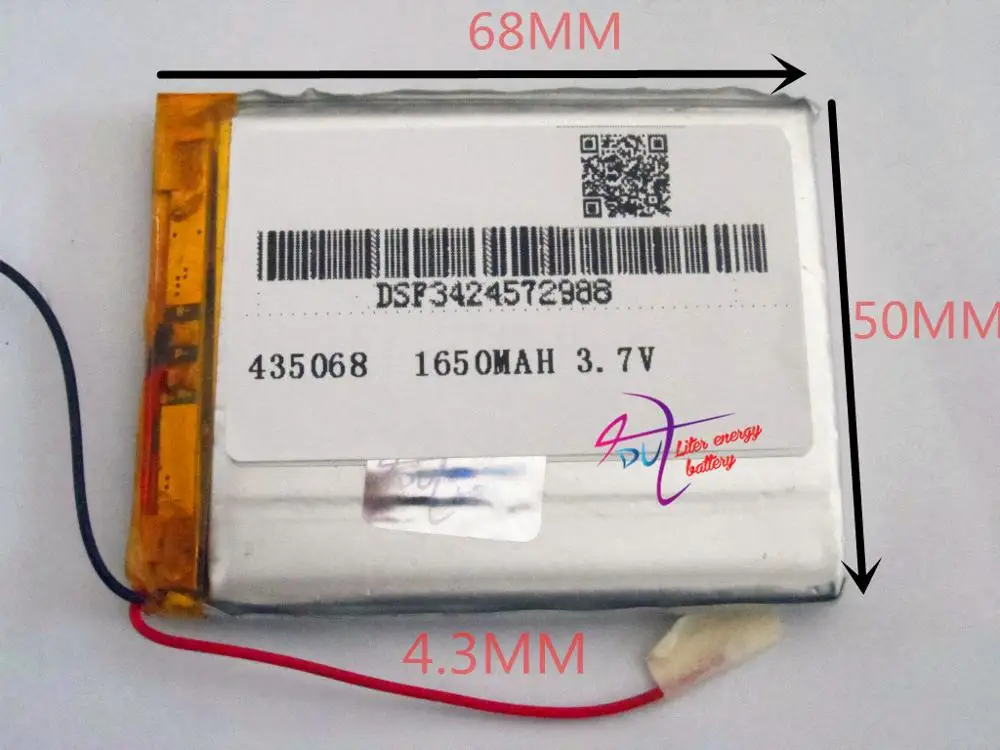 лучший бренд батареи Размер 435068 3,7 В 1650 мАч планшетный аккумулятор с защитной платой Для MP4 GPS цифровых продуктов Бесплатно . ' - ' . 0