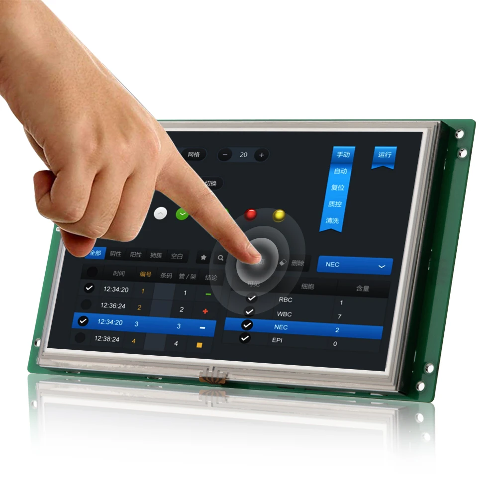 Каменный 7-дюймовый промышленный программируемый TFT LCD модуль, Сенсорная панель HMI, встроенное программное обеспечение 800 * 480 с портом UART . ' - ' . 0