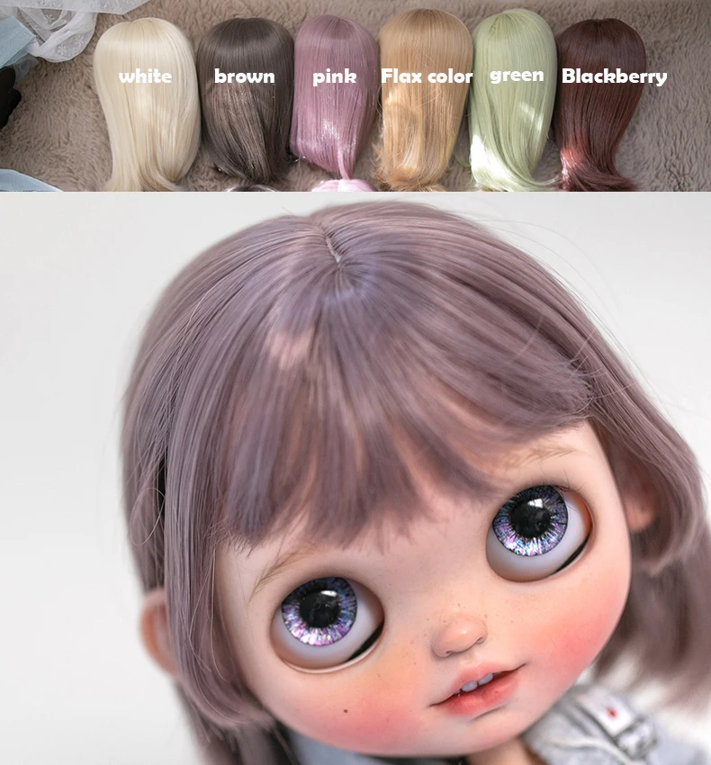 Кукольный парик BJD для кукольных аксессуаров Размера Blythe, Игрушечный парик для кукол, Высокотемпературные шелковые волосы для девочек, слегка деформированные . ' - ' . 0