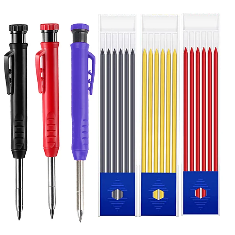 10 коробок/60 шт 2,8 мм, твердые карандаши для плотника, грифели для заправки, Черный, Красный, Желтый Цвет Для механического карандаша, инструмент для маркировки деревообработки . ' - ' . 0