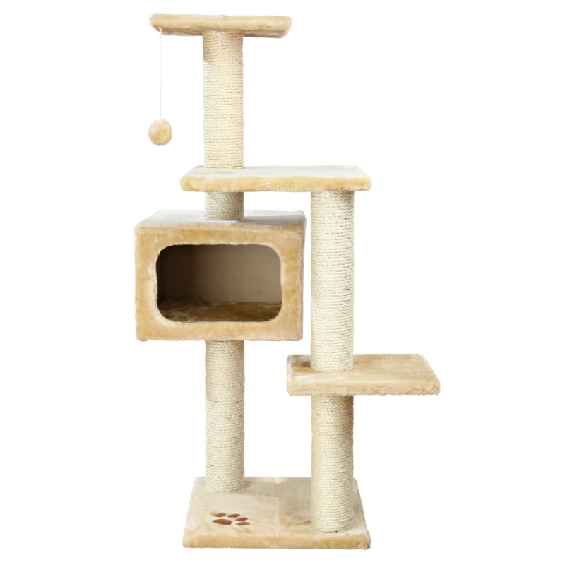 4-Уровневая 43-дюймовая Кошачья елка TRIXIE Palamos из плюша и сизаля с когтеточками и Кондо, бежевые игрушки для кошек, кошка, взбирающаяся на дерево . ' - ' . 0