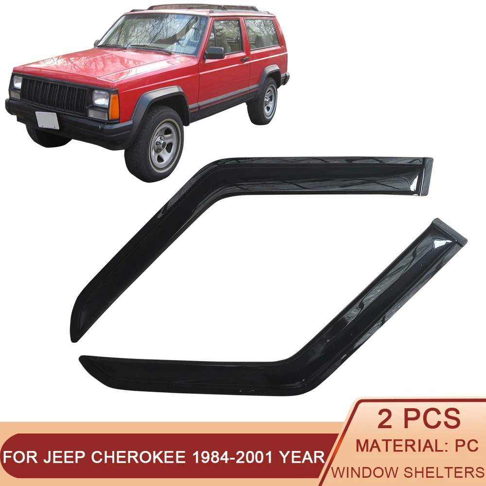 Для Jeep Cherokee 1984-2023 Авто Боковые Стекла Ветровые Дефлекторы Козырьки Черная Защита От Дождя Дверной Козырек Вентиляционные Шторы Темный Дымовой Козырек . ' - ' . 0