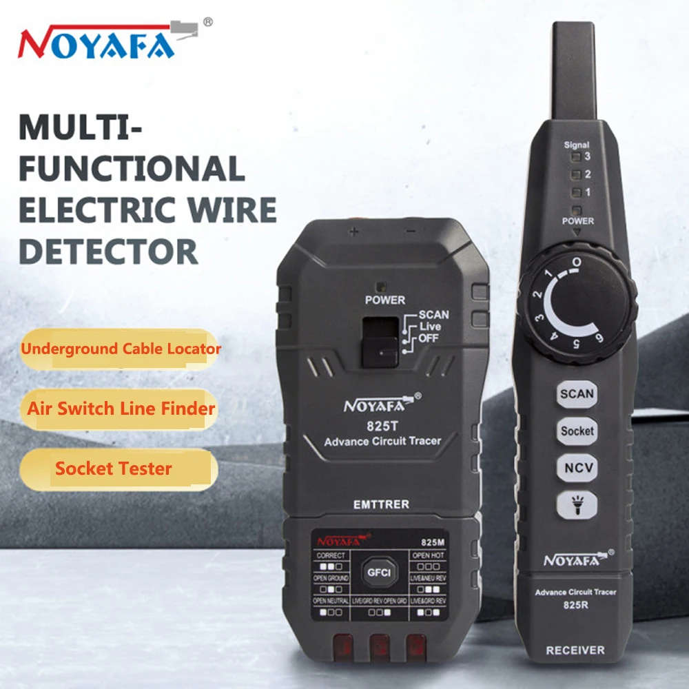 NOYAFA New NF-825 High Voltage Wire Tracker Портативный Телефонный Кабельный локатор, детектор подземных труб, инструмент для поиска сетевого кабеля . ' - ' . 0