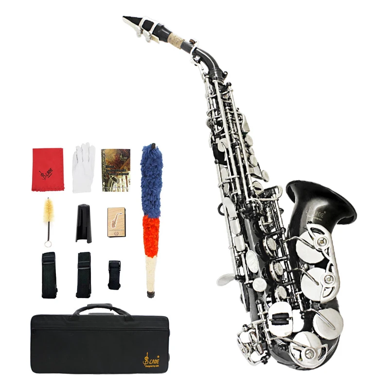 Латунный духовой инструмент SLADE Bb, высокоточный никелированный черный сопрано-саксофон . ' - ' . 0