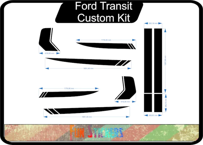 Ford Transit Custom Body Kit Strippe Спереди сзади слева справа . ' - ' . 1